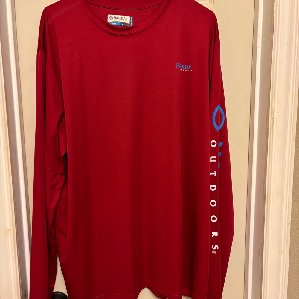 Magellan Outdoors Men's Vibrant Red Long Sleeve Tee